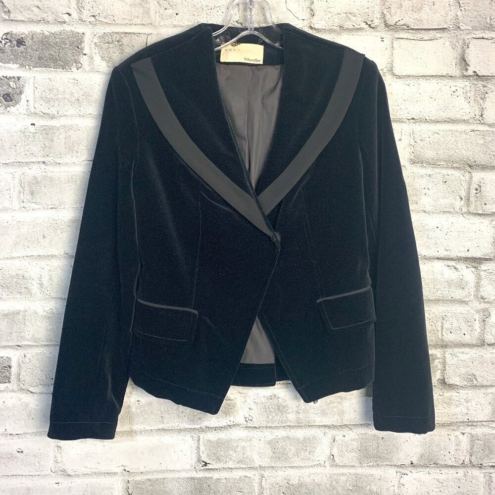 William Rast Black Velvet Fitted Structured Blazer Jacket